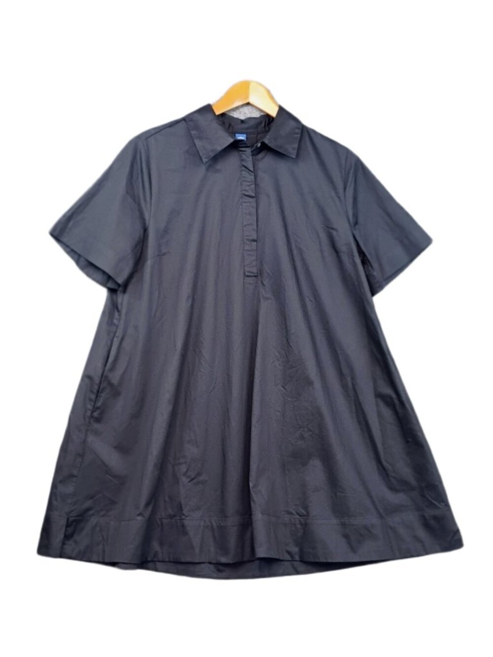 Old Navy Mini Swing Shirt Dress Black Cotton PL Petite Large Short Sleeve Pocket